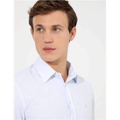 Açık Mavi Slim Fit Armürlü Gömlek