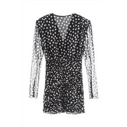 Vestido recto de seda Negro