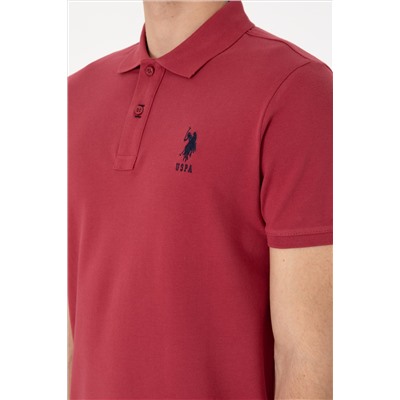 Erkek Slim Fit Polo Yaka Vişne Basic Tişört