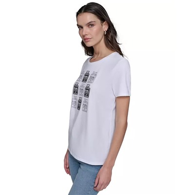 KARL LAGERFELD PARIS Petite Crewneck Graphic T-Shirt