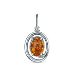 Серьги из серебра с коньячным янтарём родированные 925 пробы 04-802-0169-12