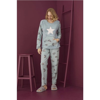 TAMPAP Kadın Kışlık Polar Peluşlu Pijama Takımı Welsoft 91246 TP-91246