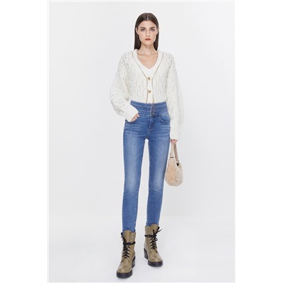 Cárdigan de lana, mohair y alpaca Blanco