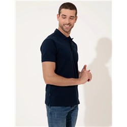 Lacivert Slim Fit Polo Yaka Basic  Tişört