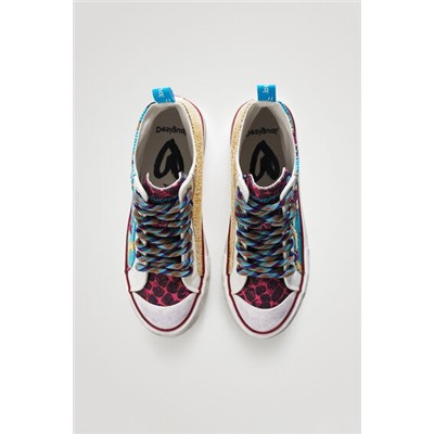Sneakers altas plataforma patch floral