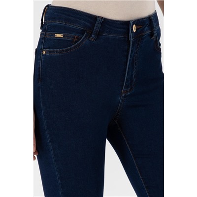 Kadın Koyu Mavi Toothpick Fit Jean Pantolon