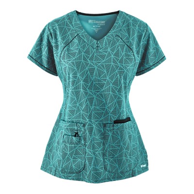 Grey's Anatomy Scrubs Active Modern Legend/Black Trinity Print Top