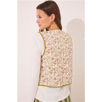 Chaleco reversible 100% algodón print floral