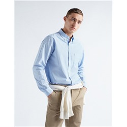 Popeline Striped Shirt, Men, Light Blue