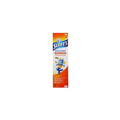 Детский витаминный апельсиновый сироп Emulsion Cod Liver Oil с рыбьим жиром и кальцием от Scott`s 200 мл / Scott`s Emulsion Cod Liver Oil 200 ml