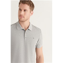 Gri %100 Pamuk Serin Tutan Polo Yaka T-Shirt