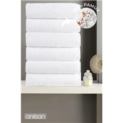 Anılsan, 6'lı Beyaz El Havlusu - 50x90 Cm, 225 Gr, %100 Pamuk, Spa Ve Otel Havlusu, Günlük Kullanıma Uygun
