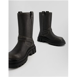 Men’s distressed-effect biker ankle boots