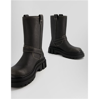 Men’s distressed-effect biker ankle boots