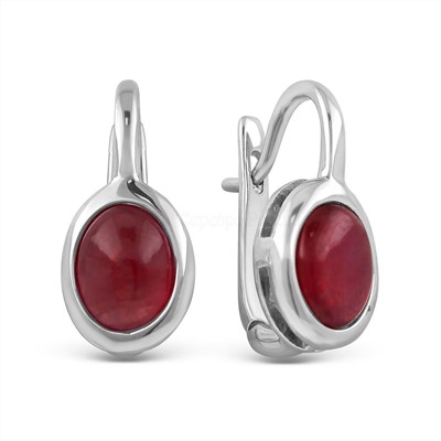 Серьги из серебра с рубином родированные 925 пробы 5363-Ер415