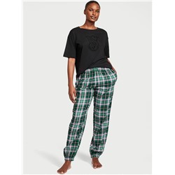 VICTORIA'S SECRET Flannel Jogger Tee-Jama Set