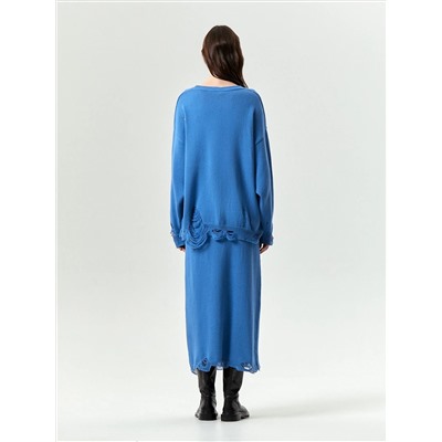 Джемпер oversize с разрезами, B3119/masmavi