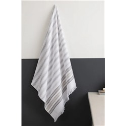 Guamod Pamuklu Banyo Havlusu - Beyaz/Gri - 75x150 cm