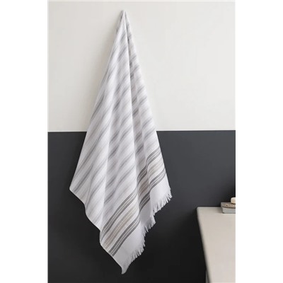 Guamod Pamuklu Banyo Havlusu - Beyaz/Gri - 75x150 cm