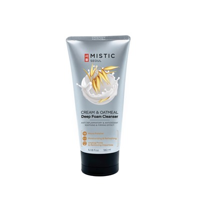 MISTIC CREAM &amp; OATMEAL Deep Foam Cleanser Глубокоочищающая сливочная пенка для умывания с коллоидным овсяным толокном 180мл