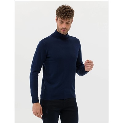 Açık Lacivert Slim Fit Balıkçı Yaka Basic Triko Kazak