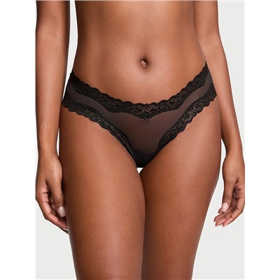 Tease Mesh Lace-Trim Cheeky Panty