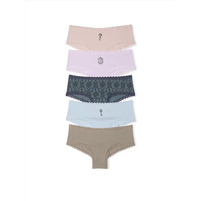 5-Pack Cotton Lace-Waist Cheeky Panties