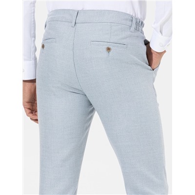 Açık Mavi Slim Fit Beli Lastikli Kanvas Pantolon