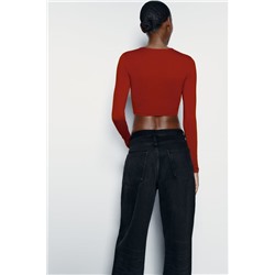 CROPPED POLYAMIDE T-SHIRT