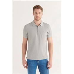 Gri %100 Pamuk Serin Tutan Polo Yaka T-Shirt