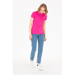 Kadın Fuşya Basic Polo Yaka Tişört