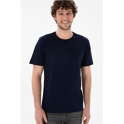 Erkek Regular Fit Bisiklet Yaka Lacivert Basic Tişört