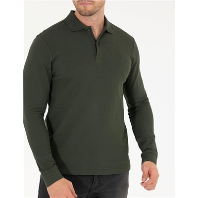 Koyu Yeşil Slim Fit Basic Sweatshirt