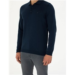 Koyu Lacivert Slim Fit Basic Kazak