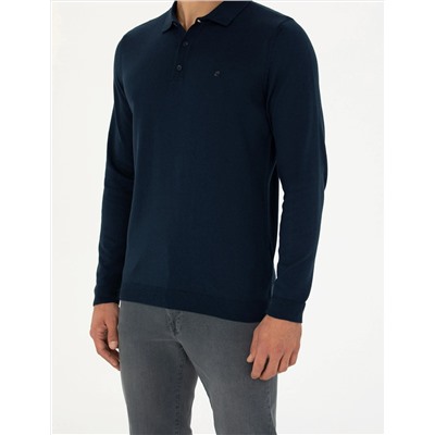 Koyu Lacivert Slim Fit Basic Kazak