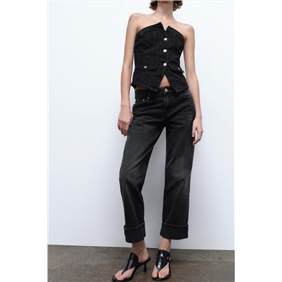 TRF SLIM-FIT FOLDED-FIT LOW-RISE JEANS