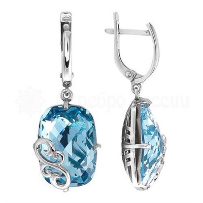 Серьги из серебра с кристаллами Swarovski родированные 925 пробы 0051с-202