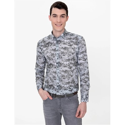 Haki Slim Fit Uzun Kollu Gömlek