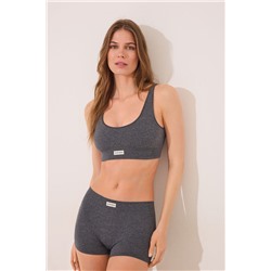 Top canalé seamless gris