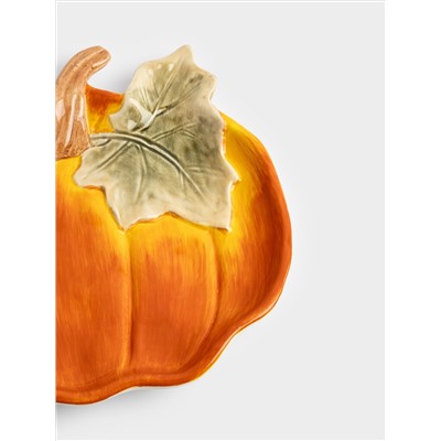 Блюдо, 22 см, керамика, оранжево-зеленое, Тыква, Bright pumpkin
