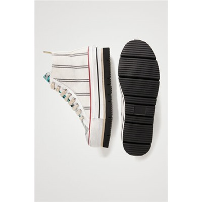 Sneakers altas plataforma rayas