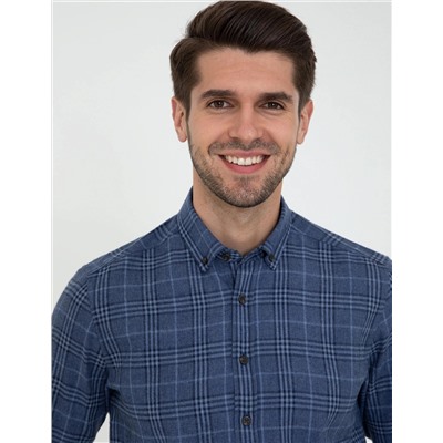 Lacivert Regular Fit Uzun Kollu Gömlek