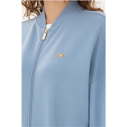 Kadın Açık Mavi Bisiklet Yaka Fermuarlı Sweatshirt