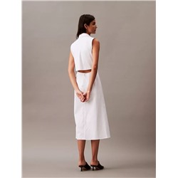Stretch Poplin Cutout Shirt Dress