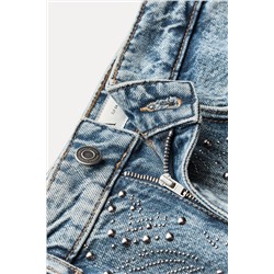 ZW COLLECTION STRAIGHT MID-WAIST STUDDED JEANS