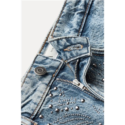ZW COLLECTION STRAIGHT MID-WAIST STUDDED JEANS
