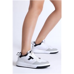 Tonny Black Unisex Beyaz Siyah Rahat Kalıp Poli Taban Bağcıklı Sneaker TBA297
