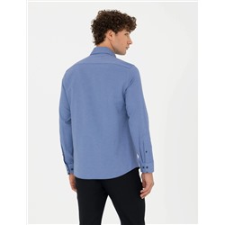 Lacivert Slim Fit Uzun Kollu Gömlek