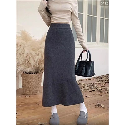 Женская зимняя плотная трикотажная миди-юбка