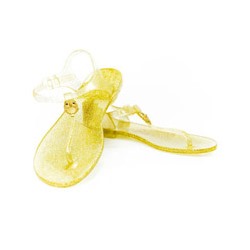 Сандалии Happy owl прозрачные с золотым глиттером от  Zhoelala  / Zhoelala Happy owl (little owl)  clear gold shimmer